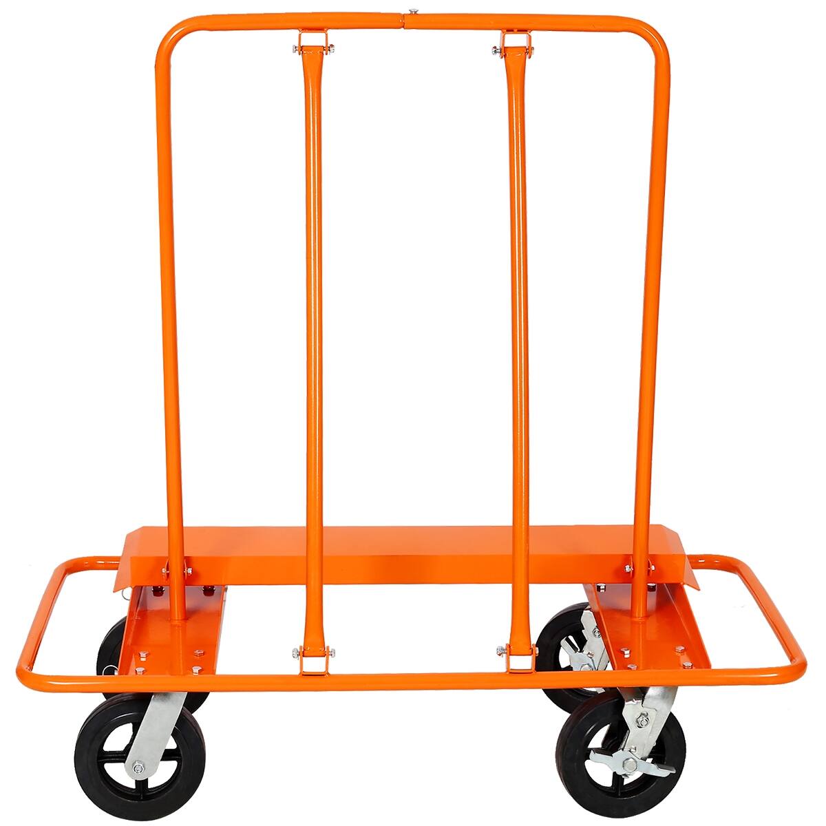 Back. Ropilly - Ropilly Heavy Duty Drywall Sheet Cart, 2400 lb Panel Dolly with Steel Frame and Swivel Rubber Wheels - Orange.