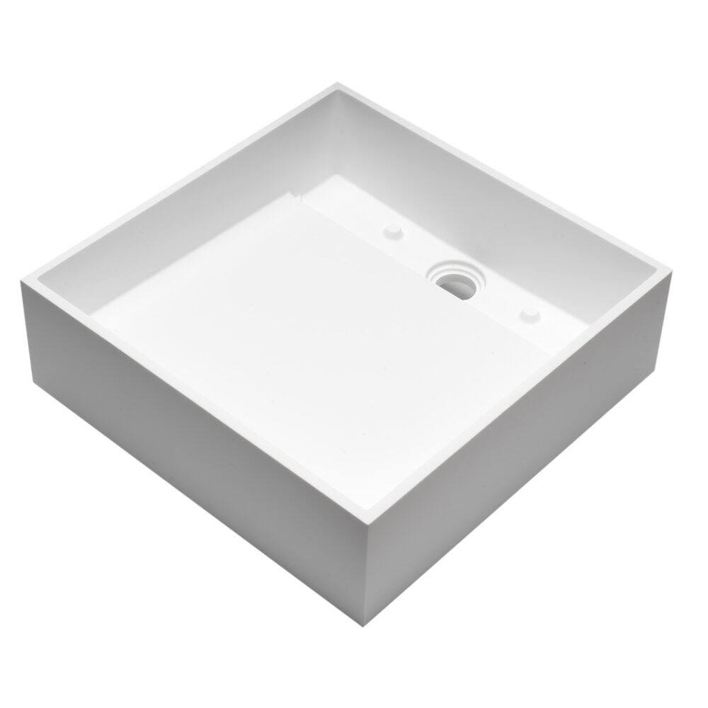 Alt View 1. Alfi - 14" Square White Matte Solid Surface Resin Sink - White.