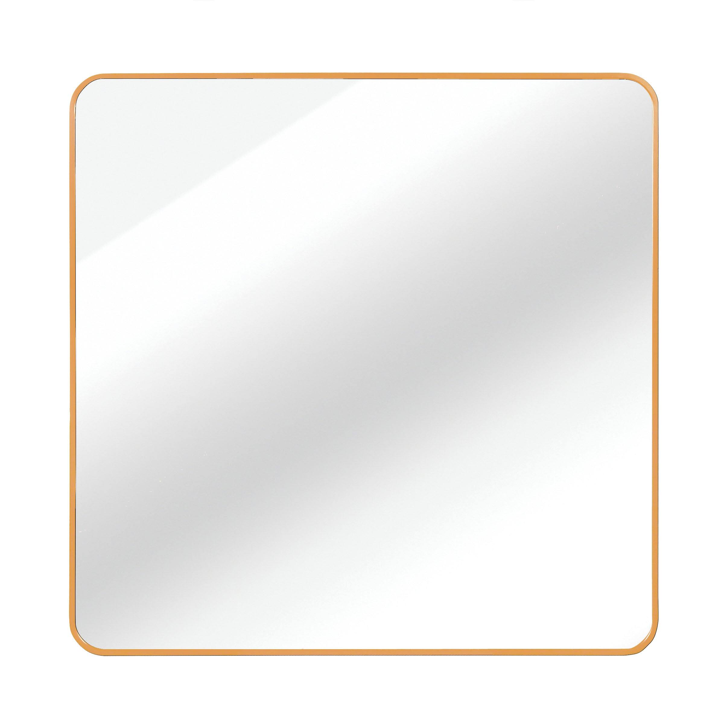 Alt View 1. BreeBe - 30 in x 30 in Gold Metal Framed Square Bathrrom Mirror for Wall. - Gold.