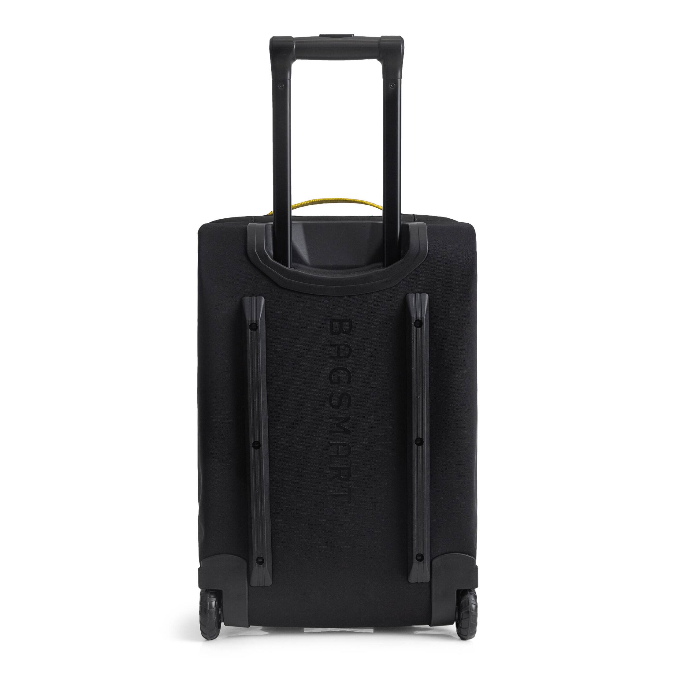 Back. Bagsmart - Faro 40L Rolling Duffle, Foldable Water-Resistant Carry-On with Compression Straps for Travel & Outdoor Trips - Steel.