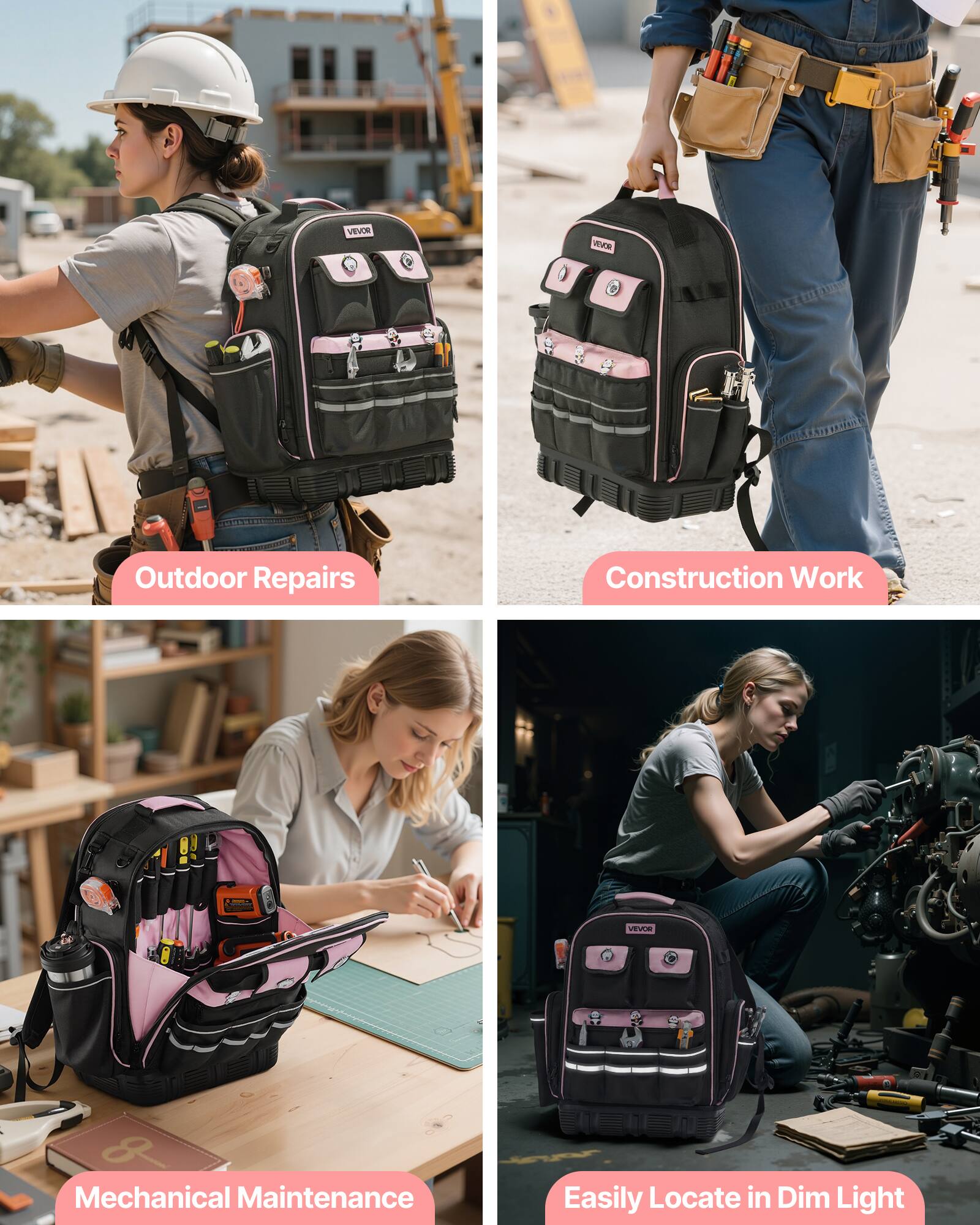 VEVOR Tool Backpack, 56 Pockets, Heavy duty Tools Storage