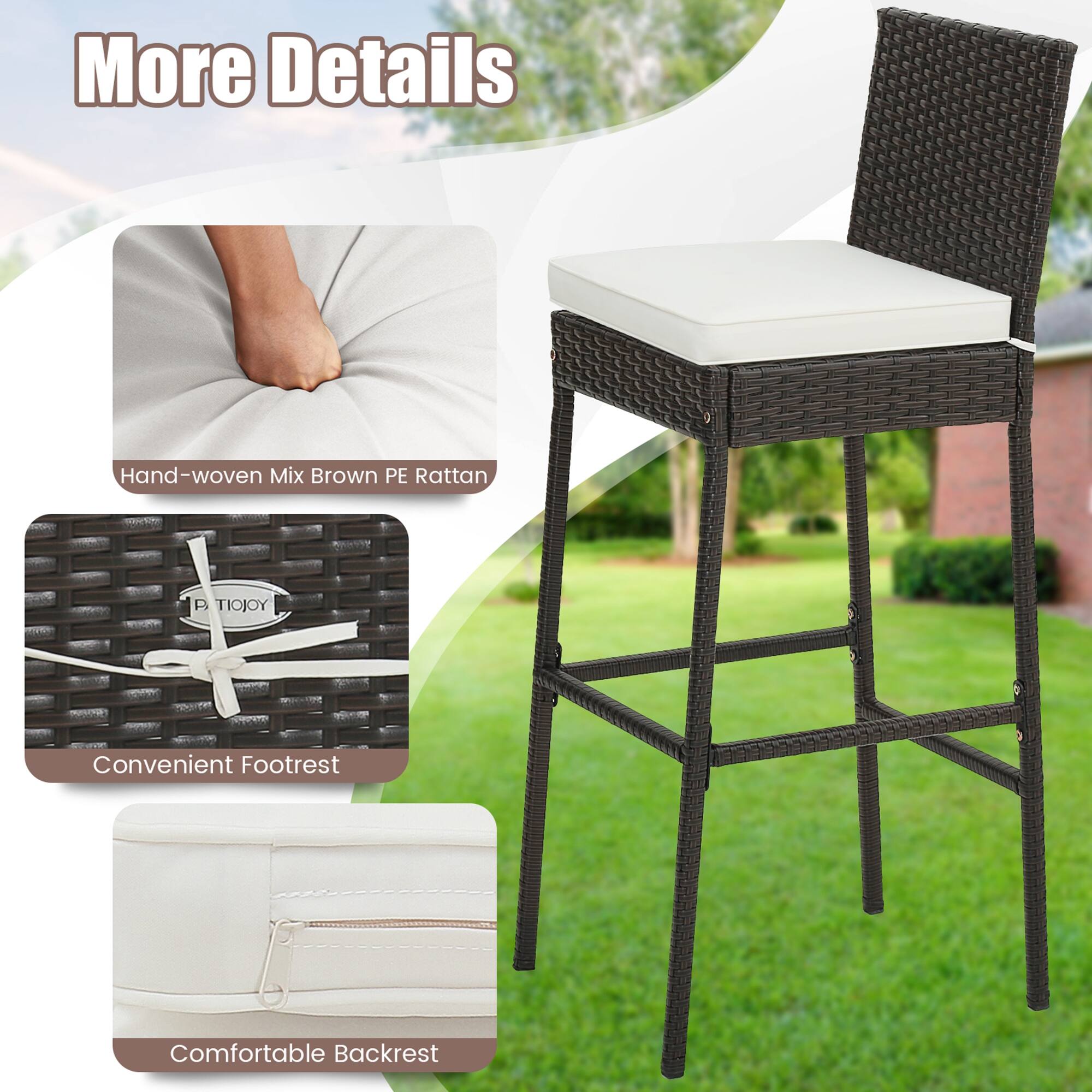 More Details
Hand-woven Mix Brown PE Rattan
Convenient Footrest
Comfortable Backrest