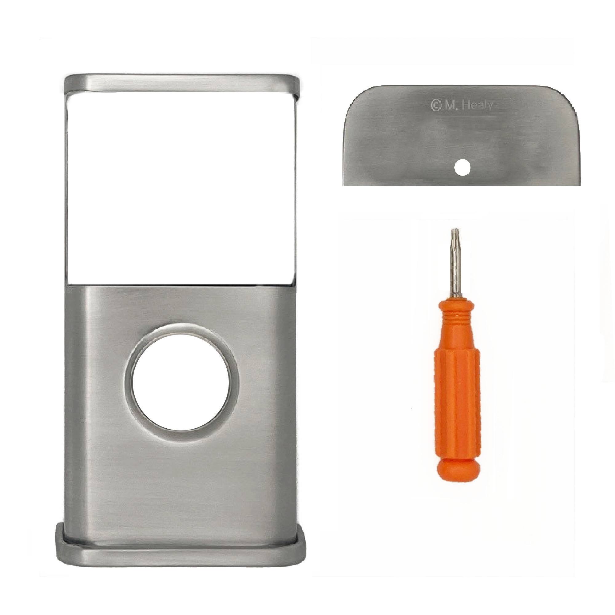 Back. Michael Healy - Traditional Video Doorbell Cover (Ring 3, 3 Plus, 4, Battery Plus and Battery Pro) - Nickel Silver.
