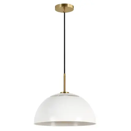 Front. Camden&Wells - Jordyn Pendant Light - White/Brushed Brass.