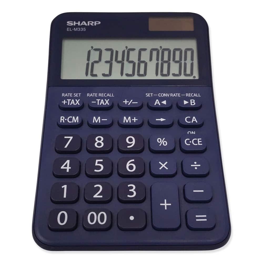 Sharp - ELM335BBL ELM335BBL 10-Digit LCD Desktop Calculator - Blue - Dark Blue