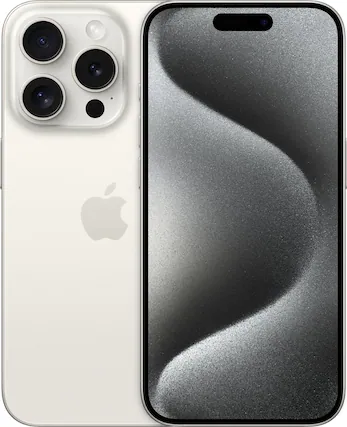 Front. Apple - Pre-Owned Good iPhone 15 Pro 5G 256GB - Apple Intelligence - (Unlocked) - White Titanium.