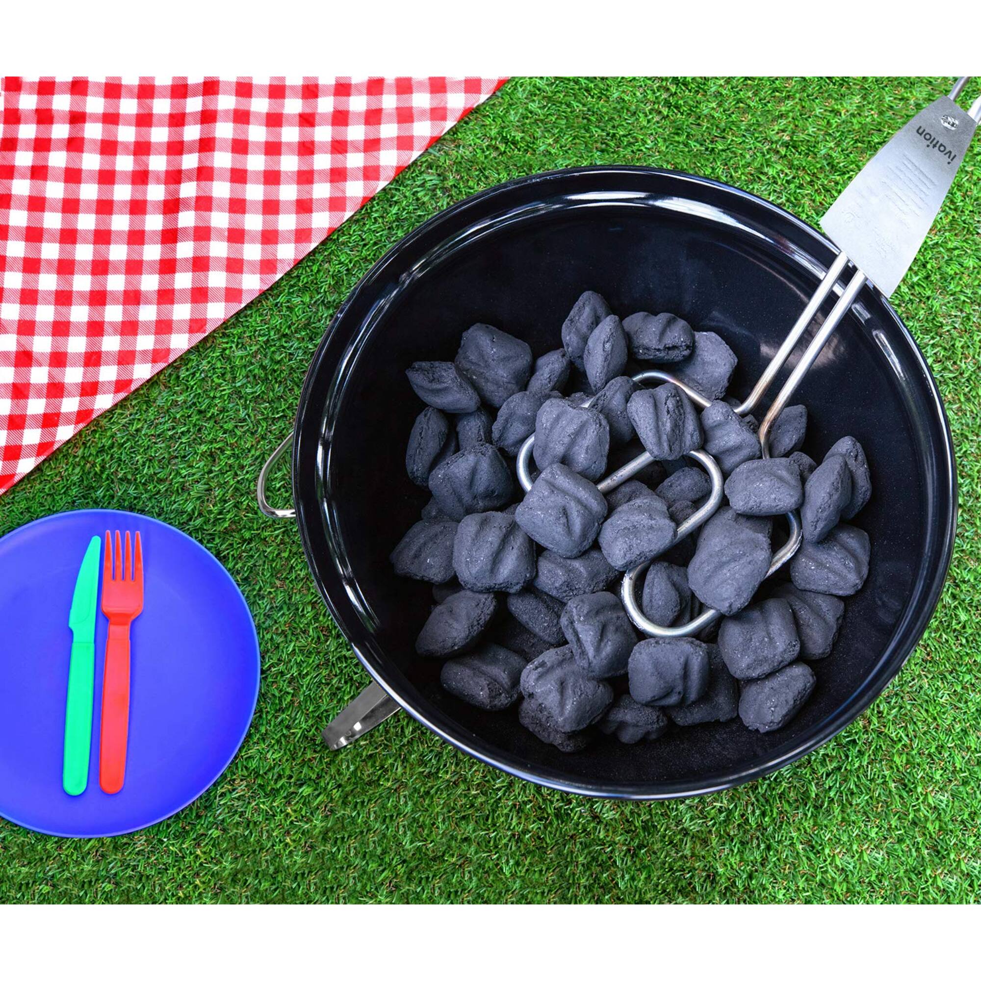 Alt View 2. Ivation - Premium 500W Electric Charcoal Starter with Double-Ring Design with Angled Handle - Silver.