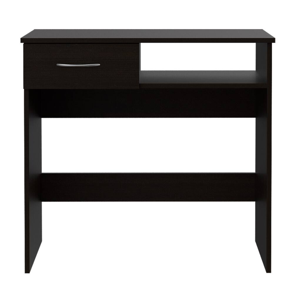 Back. Spaco - Spaco Desk and Bookcase Combo, 2 Piece Home Office Set with Drawer, Keyboard Tray, 5 Tier Shelves, Compact Workstation - Black.