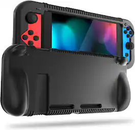 Fintie - Soft Silicone Protective Case for Nintendo Switch 2017, Ergonomic Grip Design, Anti-Scratch & Shock-Absorption Grip Case - Black