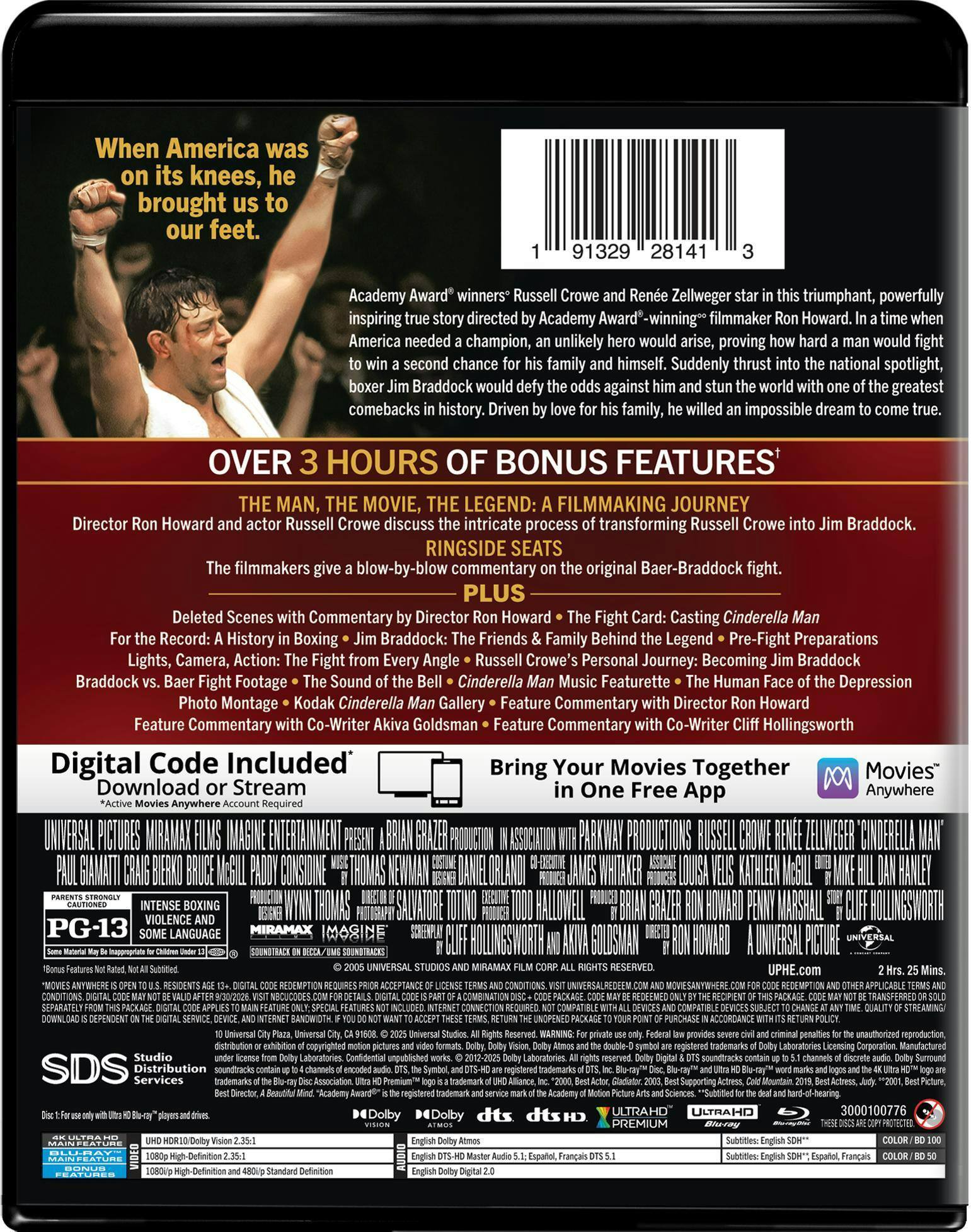 Back. Cinderella Man   - 4K Blu-Ray.