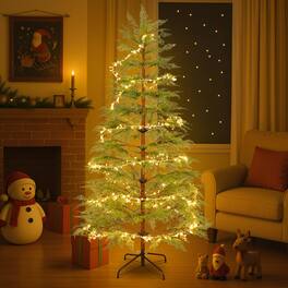 Tiramisubest - 6 Feet Artificial Full Christmas Tree Includes LED Lights and Metal Stand, 612 Tips Full Tree,Xmas Decoration - Green
