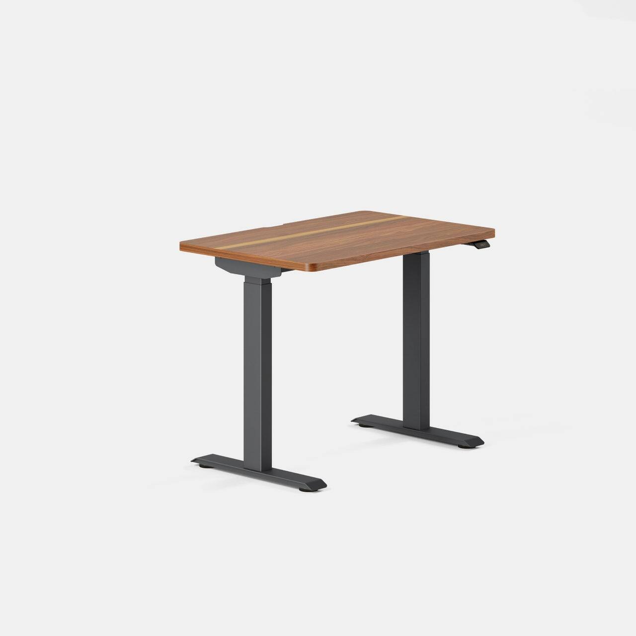 Angle. Branch Furniture - Duo Standing Desk 36" – Adjustable Desk with OLED Control Panel, Frameless Design & Compact Footprint - Walnut / Charcoal.