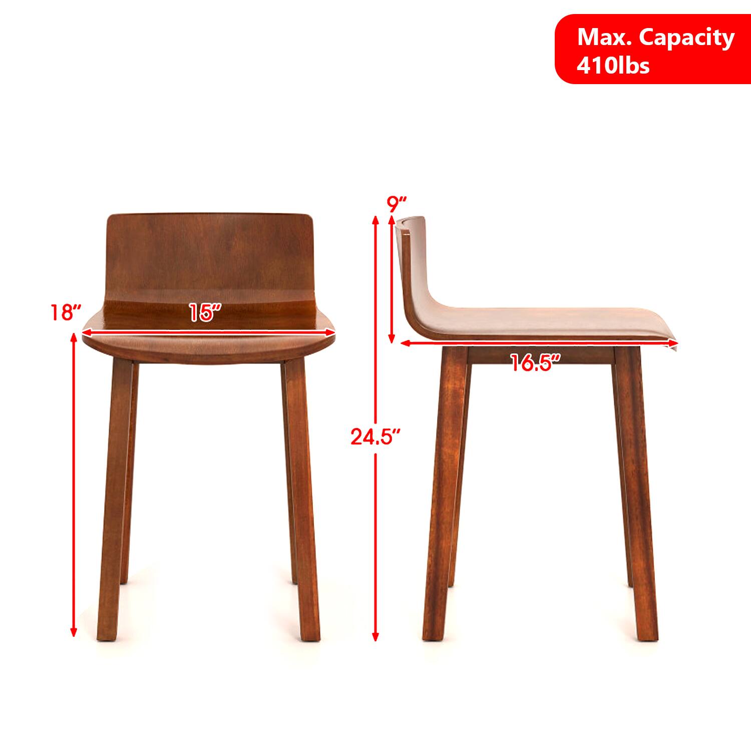 Max. Capacity 410lbs  
9" 18" 15" 16.5" 24.5"