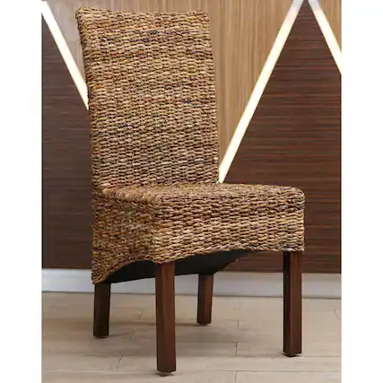 Front. International Caravan - International Caravan Gaby Woven Banana Dining Chair (Set of 2) - Brown Mahogany.