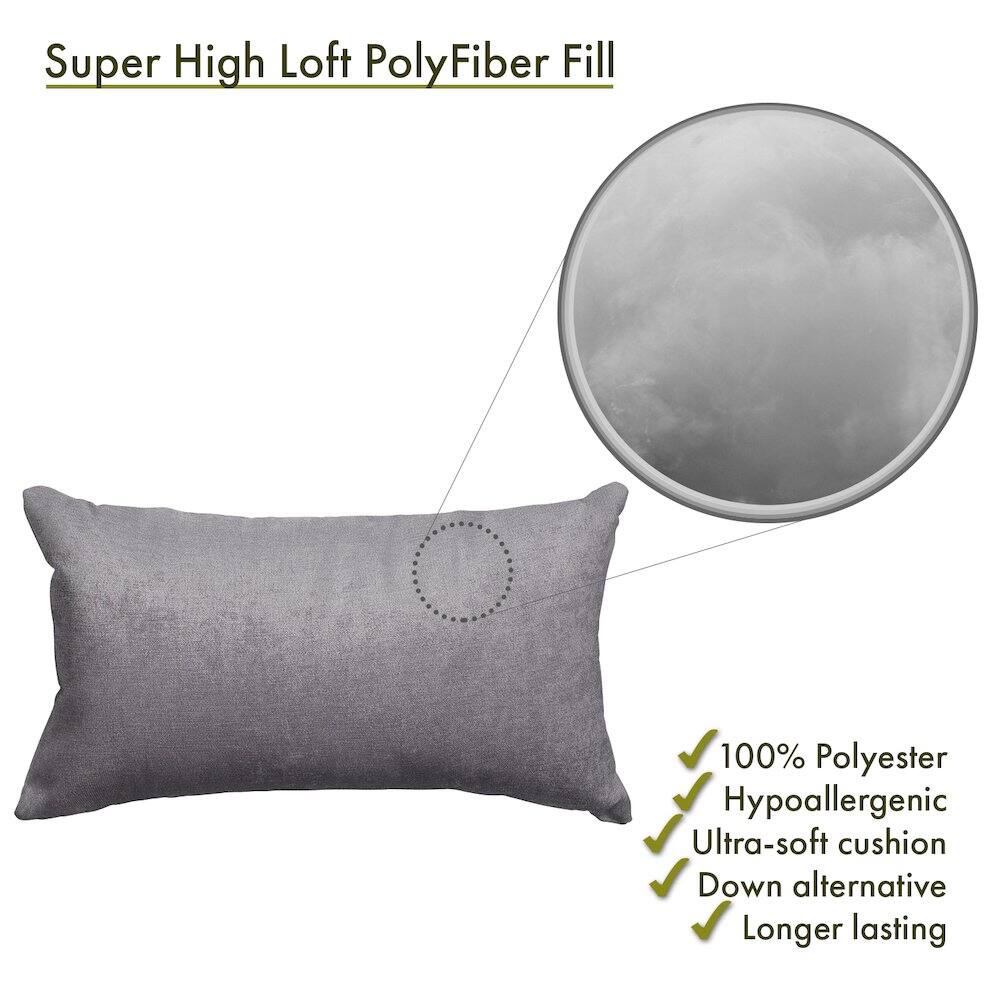 Super High Loft PolyFiber Fill

- 100% Polyester
- Hypoallergenic
- Ultra-soft cushion
- Down alternative
- Longer lasting