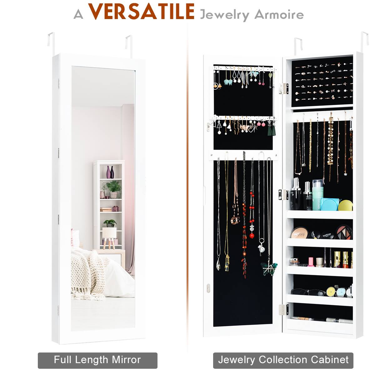 A Versatile Jewelry Armoire Full Length Mirror Jewelry Collection Cabinet