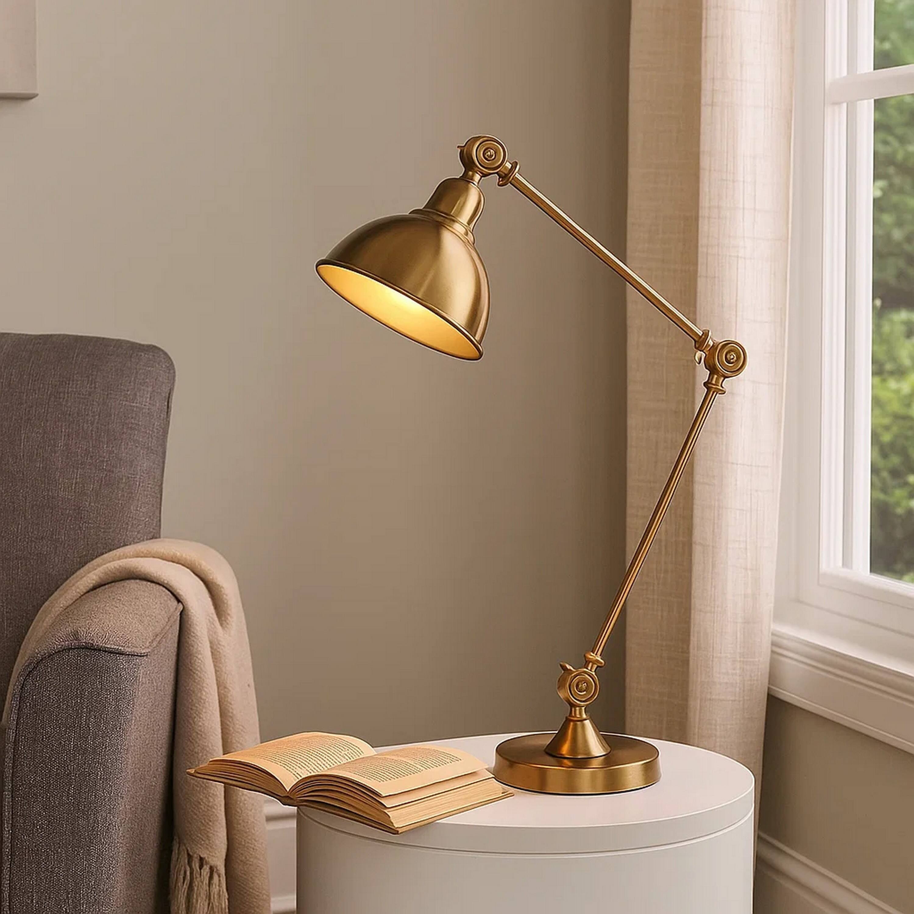 Alt View 2. Manhattan Lane - Table Lamp with Adjustable Tubular Metal Frame - Brass.