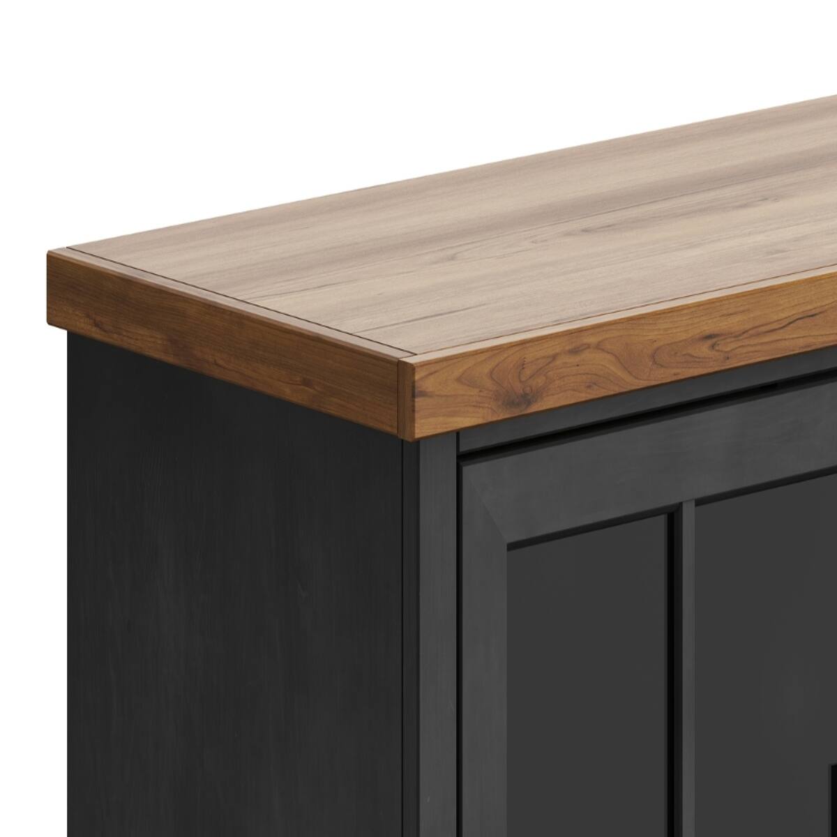 Alt View 6. Loheer - Loheer 74-Inch Farmhouse Fireplace TV Stand for 85 Inch TV with Glass Doors, Black - Black.