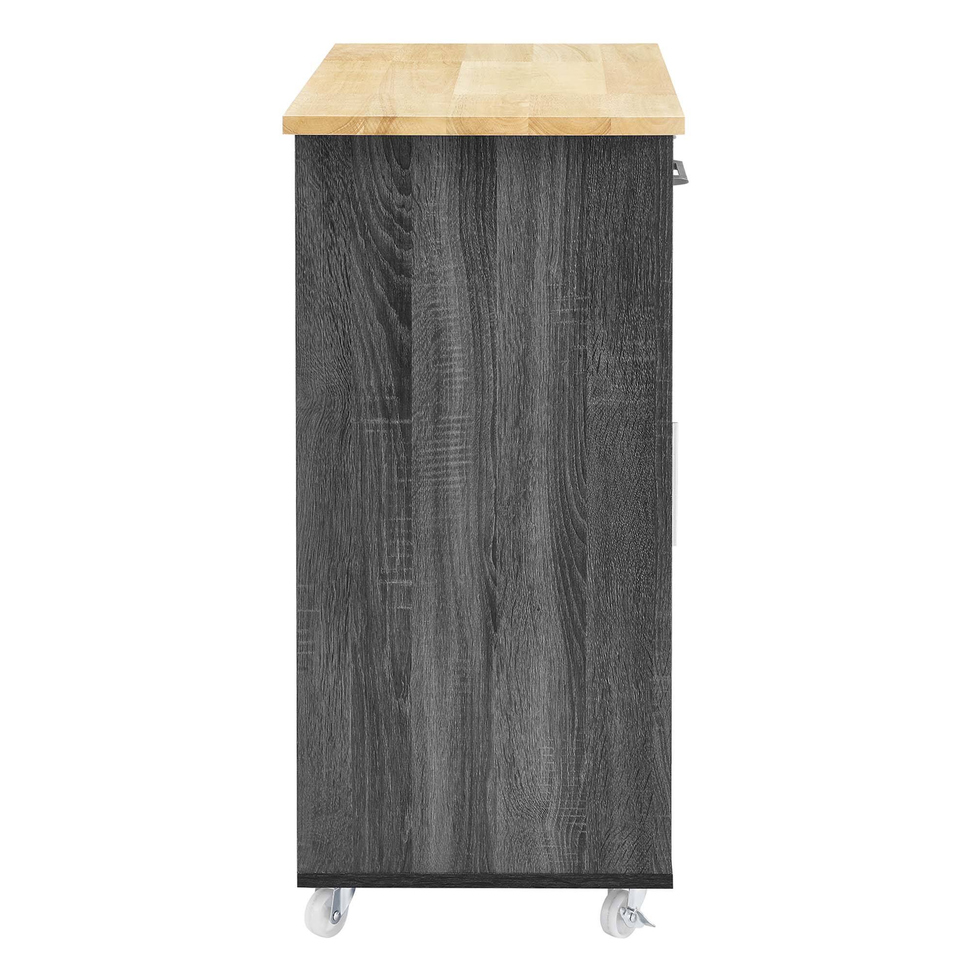 Alt View 2. Modway - Culinary Kitchen Cart With Towel Bar by Modway - Charcoal Natural.