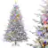 Front. Costway - 7 FT Flocked Christmas Tree with 8 Lighting Modes 350 Multi-Color LED Lights - Green/White.