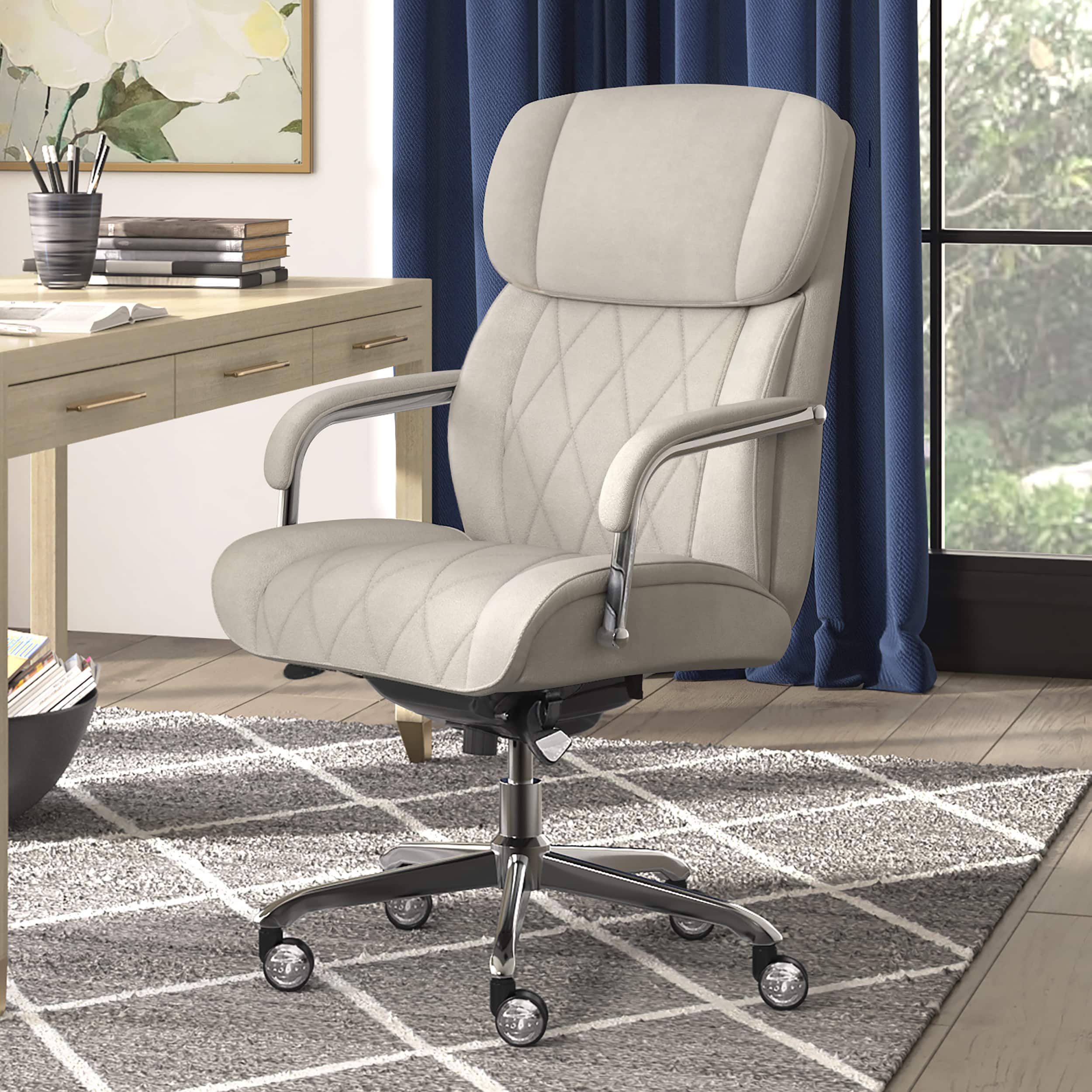 Angle. La-Z-Boy - Sutherland Fabric Office Chair - Cream.