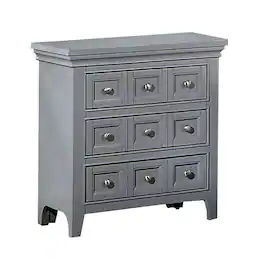 Manhattan Lane - Cile 26 Inch Nightstand, 3 Panel Drawers - Gray