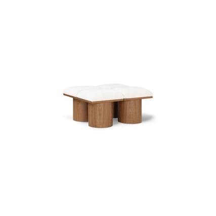 Front. Meridian Furniture - Pavilion Cream Boucle Fabric Bench - Cream Boucle Fabric.