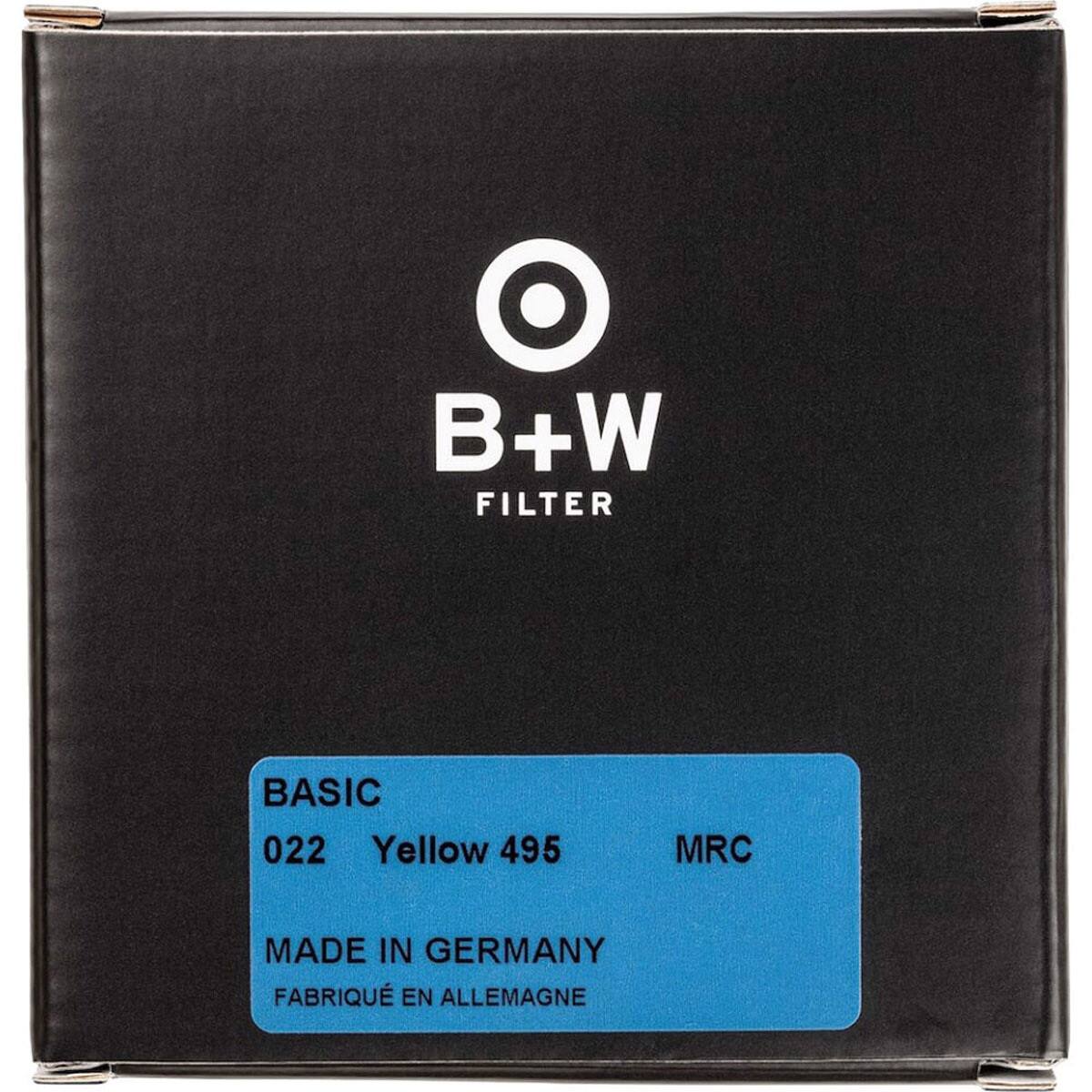 B+W FILTER  
BASIC 022 Yellow 495  
MRC  
MADE IN GERMANY  
FABRIQUÉ EN ALLEMAGNE