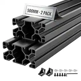 VEVOR - 2PCS 4080 Aluminum Extrusion Profile, 19.69 Inch 500 mm, T Slot European Standard Anodized Linear Rail - Black