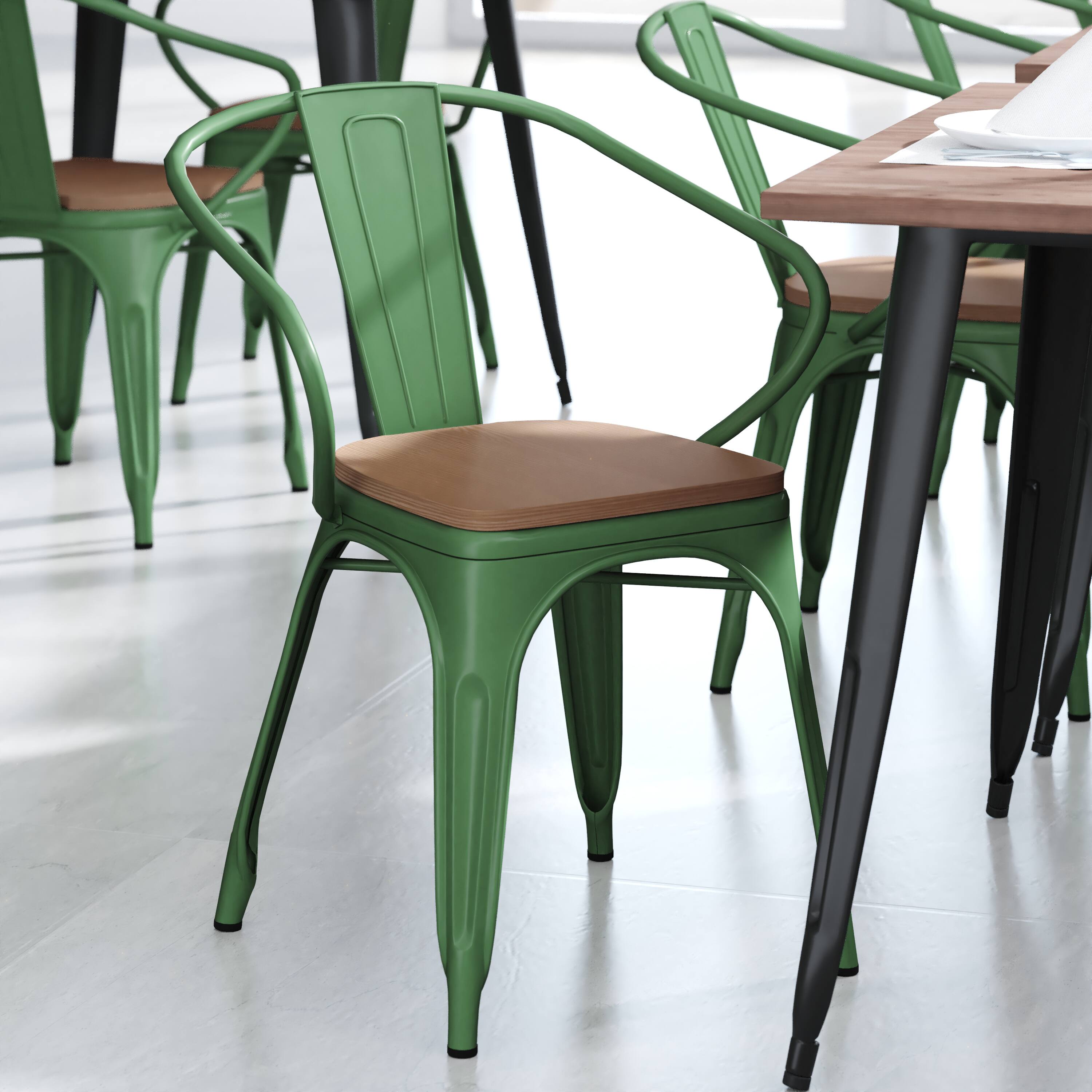 Emma + Oliver Alva Metal Indoor Outdoor Stacking Chair with Vertical ...