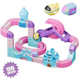 Contixo - MT6 Princess Castle Magnetic Train Track 96-Piece Building Set with USB-C Motorized Train, Ages 3+