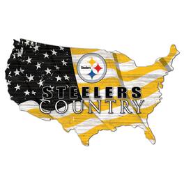 Fan Creations - Pittsburgh Steelers USA Flag Cutout Sign - Multicolor