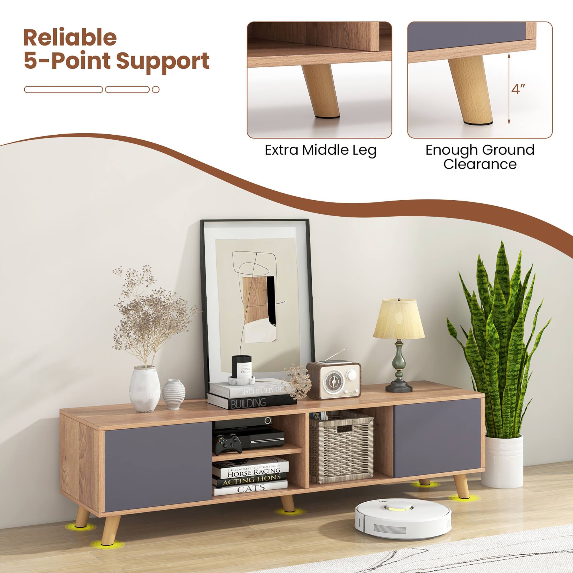 Reliable 5-Point Support

Extra Middle Leg

Enough Ground Clearance

4"