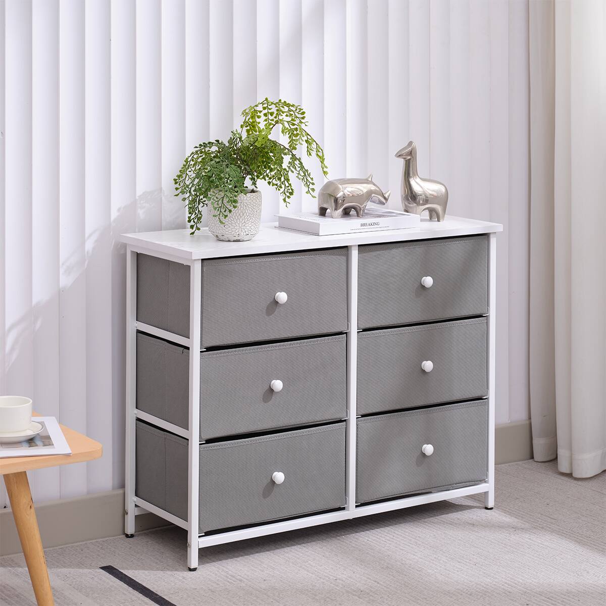 Front. Bestier - Bestier - 31.5in Closet Fabric Dresser with Metal Frame for Bedroom - White.