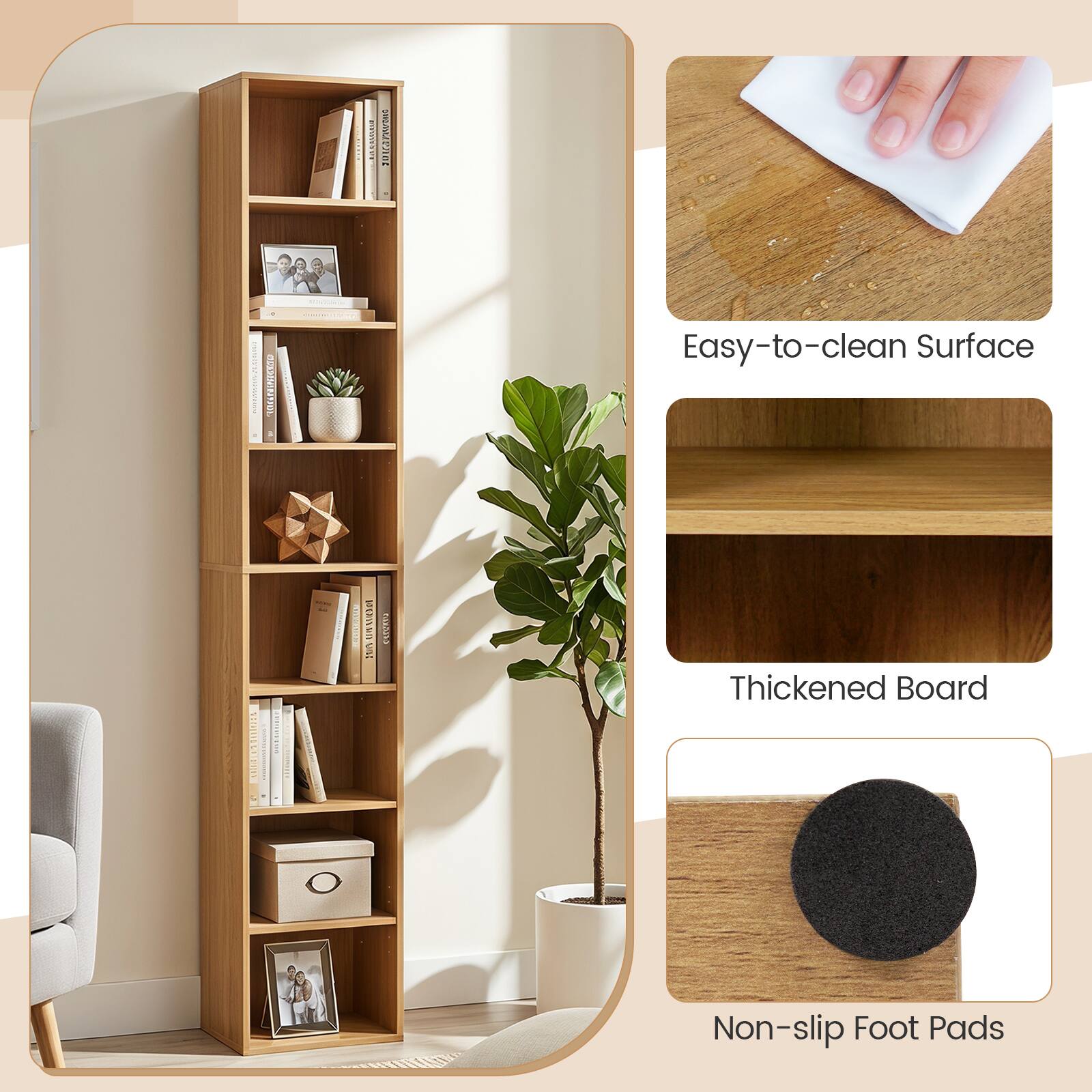 - Easy-to-clean Surface
- Thickened Board
- Non-slip Foot Pads