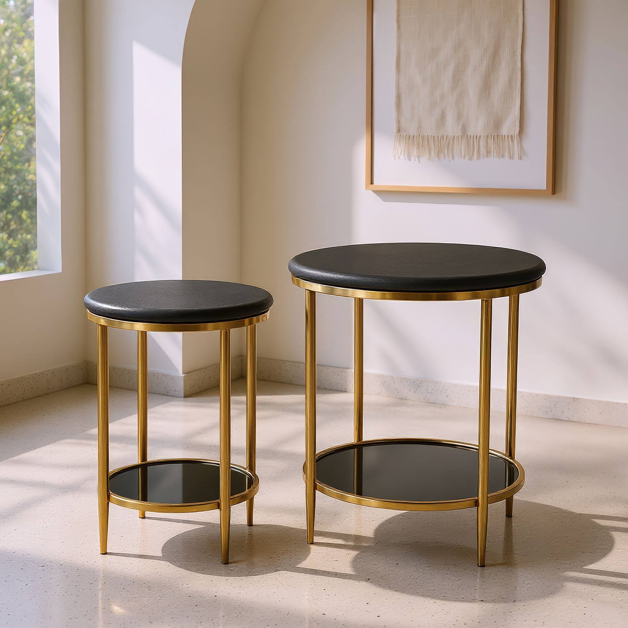 Angle. Hivvago - Koper Coffee Table Set (2-Piece) Black - Black.