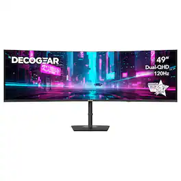 Deco Gear - 49" Super Ultrawide Dual-QHD 5120×1440 1500R Curved Monitor 120Hz HDR, 1ms MPRT, FreeSync, USB-C 65W, KVM - Black