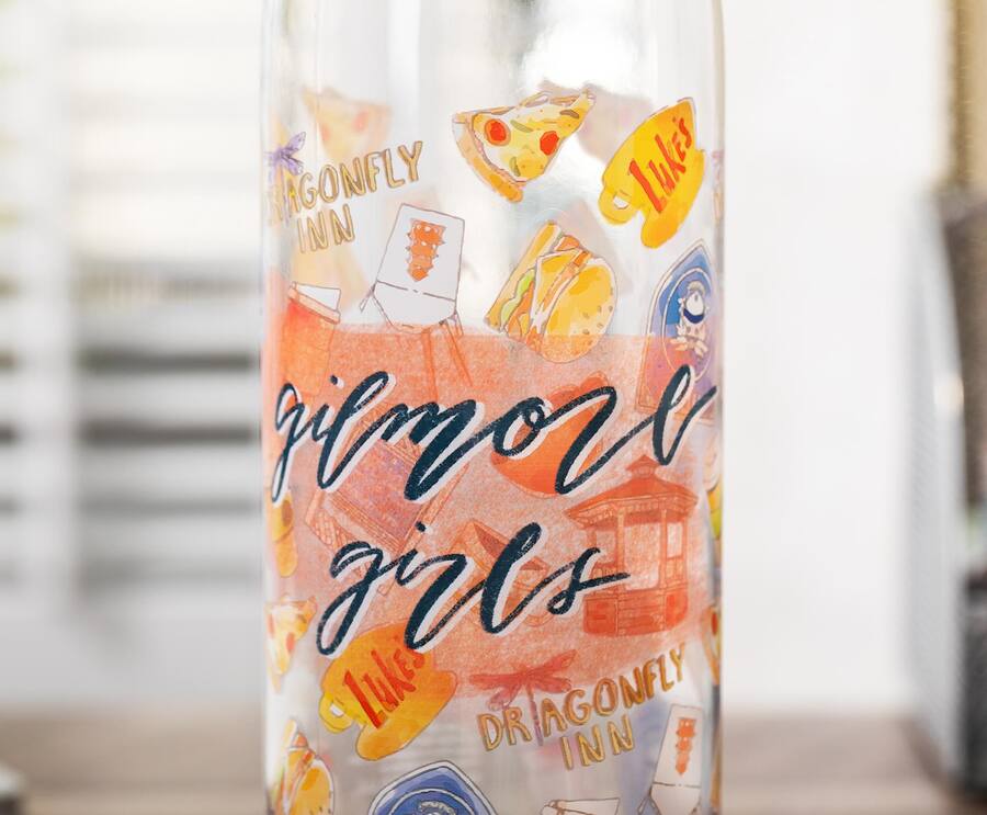 Silver Buffalo Gilmore Girls Watercolor Pattern Icons Water Bottle ...