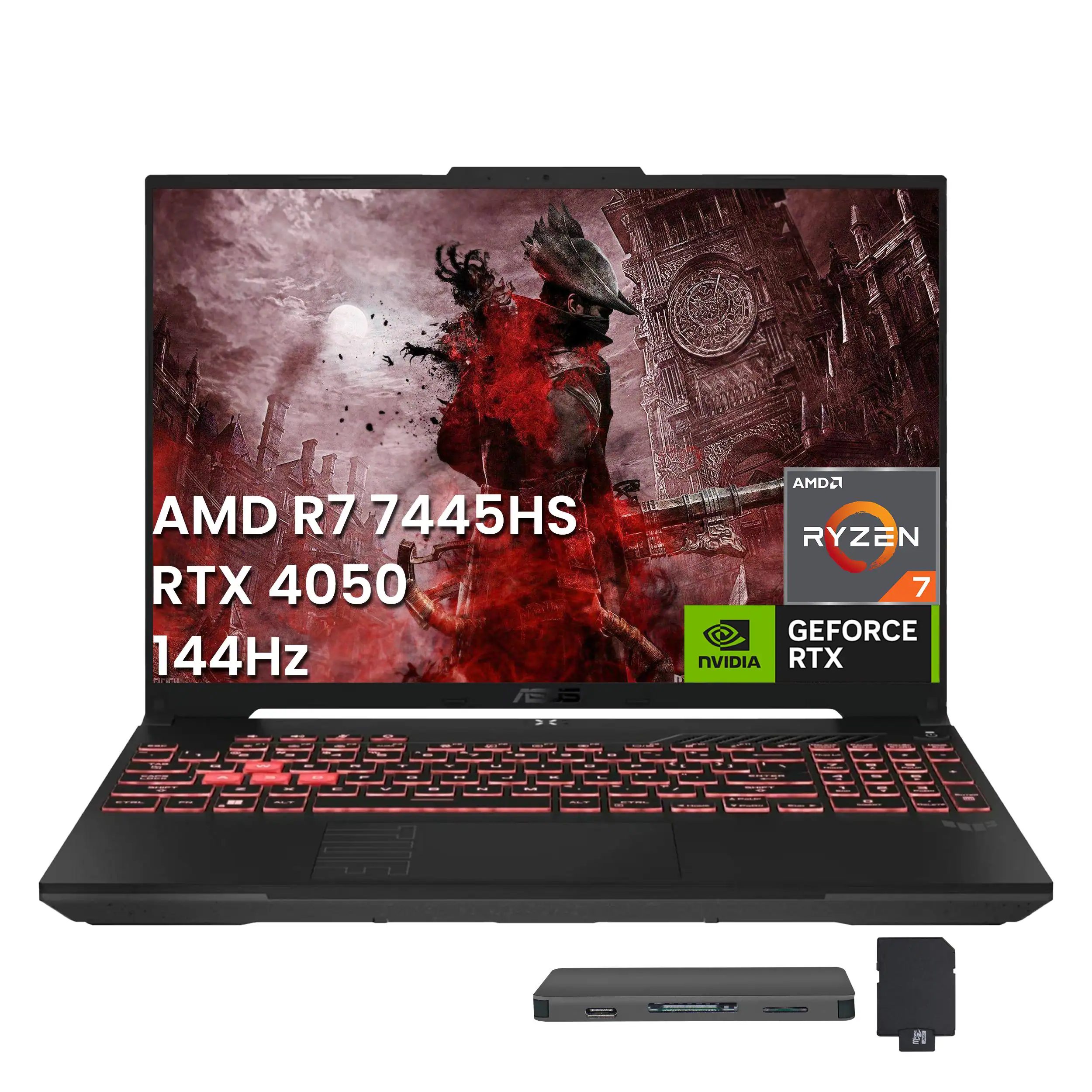 ASUS - TUF Gaming A16 16" Laptop,AMD Ryzen 7 7445HS,GeForce RTX 4050,64GB DDR5,4TB SSD+1TB Dock Station,Win 11 Pro - Gray