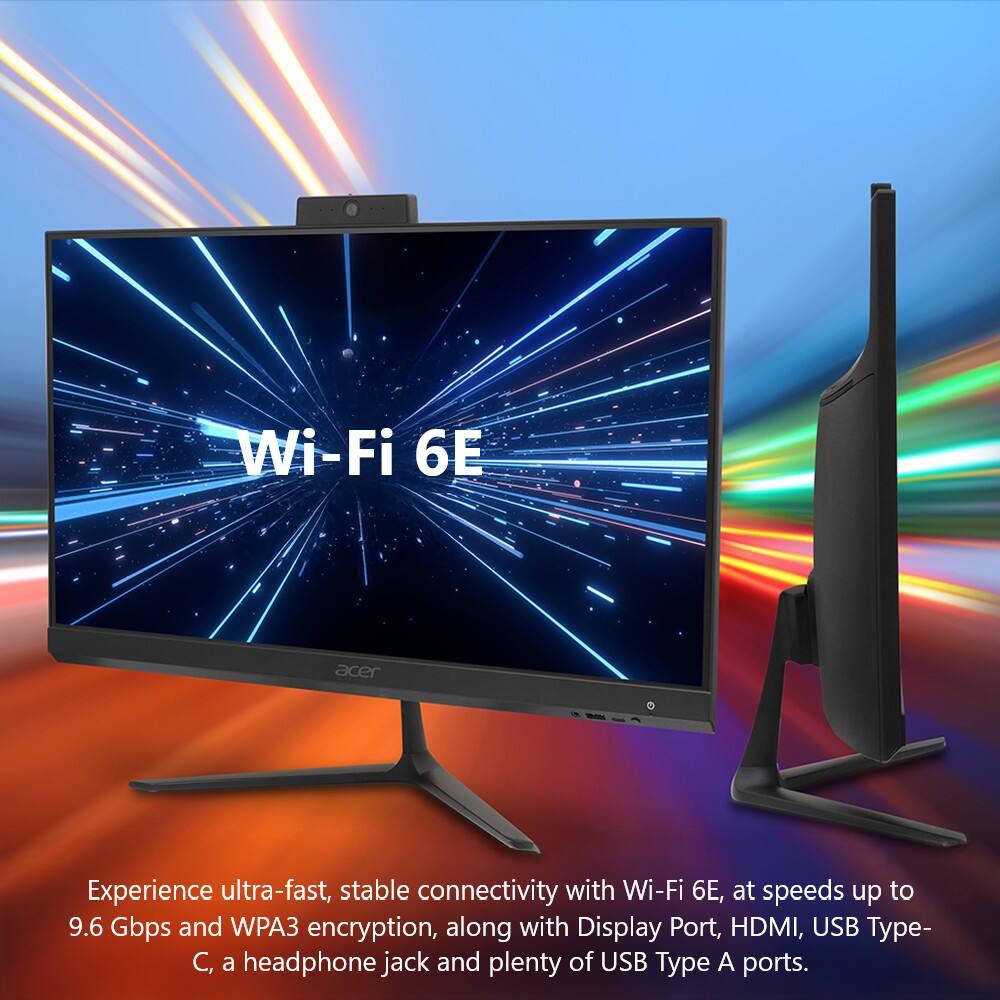 Wi-Fi 6E

Experience ultra-fast, stable connectivity with Wi-Fi 6E, at speeds up to 9.6 Gbps and WPA3 encryption, along with Display Port, HDMI, USB Type-C, a headphone jack and plenty of USB Type A ports.