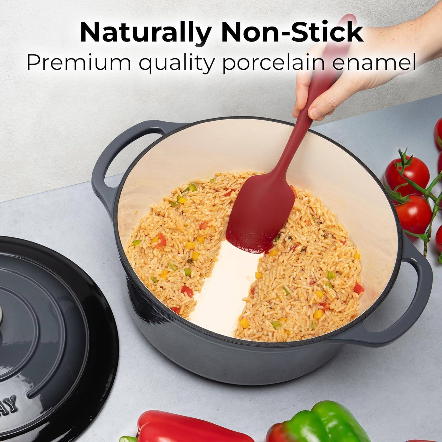 Naturally Non-Stick  
Premium quality porcelain enamel