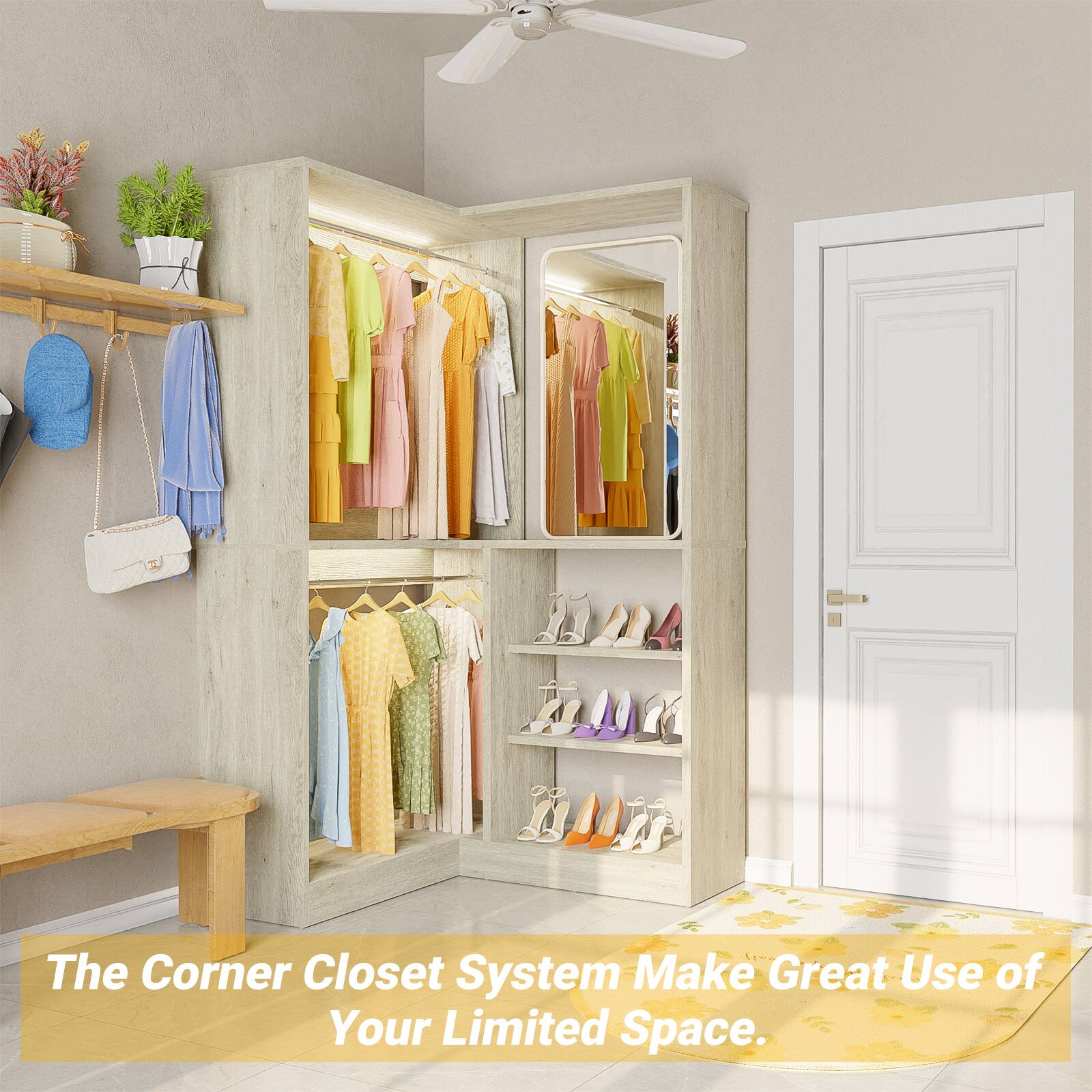 The Corner Closet System Makes Great Use of Your Limited Space.