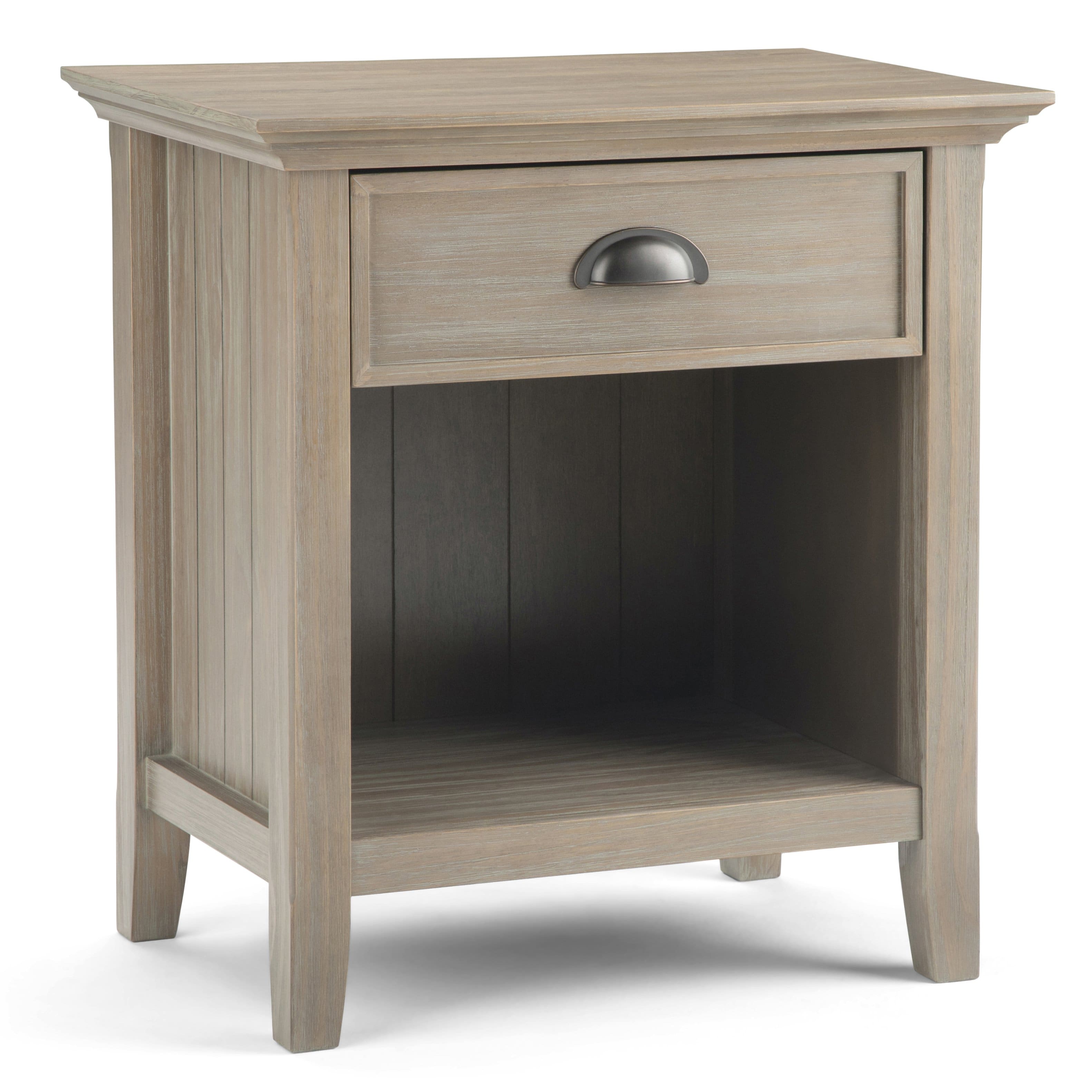 Front. Simpli Home - Acadian Bedside Table - Distressed Grey.
