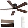 Front. Akofun - 48" Black Flush Mount Ceiling Fan w/Light & Remote - 6 Speed, Dimmable DC Motor, Quiet Timer for Bedroom/Living Room - Walnut.