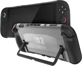 TUDIA - Snap-On Slim Dockable Case for Nintendo Switch 2 (2025) with Grip – Black, Clear Black - Black, Clear Back Cover