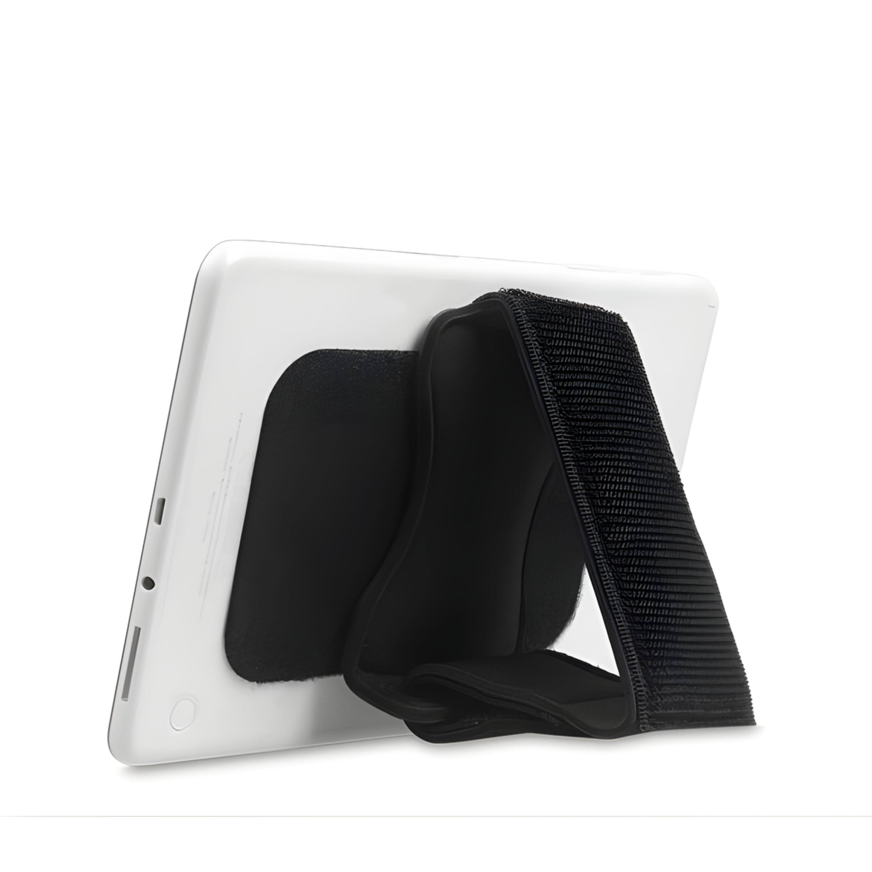 Angle. Kitcheniva - Universal Tablet Hand Strap Holder Detachable Padded Hook & Loop Black - Black.