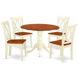 East West Furniture - Dining Room Set Buttermilk & Cherry - Brown