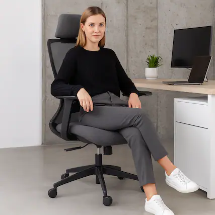 Front. GOODSILO - Ergonomic High Back Mesh Office Chair with Adjustable Lumbar Support - Black.