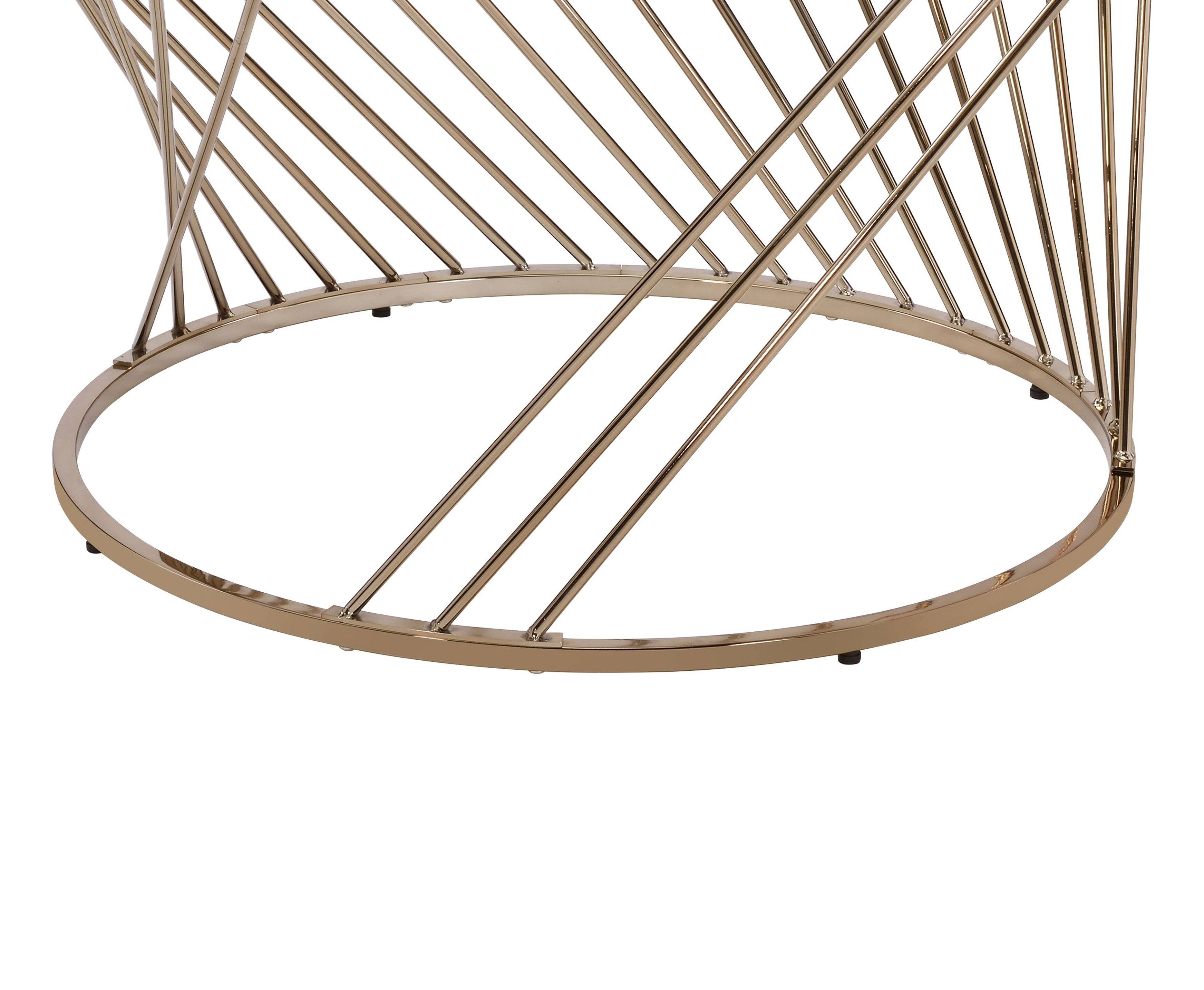 Alt View 3. Manhattan Lane - Contemporary Coffee Table with Twisted Metal Base and Round Glass Top - Gold and Clear.