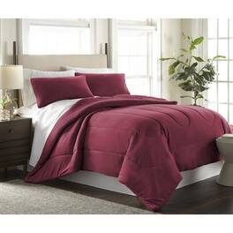 Shavel Home Products - Micro Flannel Reverse to Sherpa Comforter Set, Twin - Wine